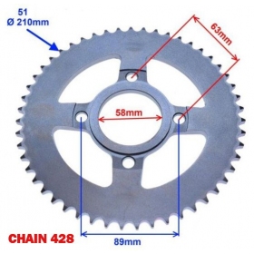 Rear sprocket ROMET CRS 50-125cc 51Teeth