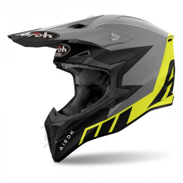 AIROH Wraaap Conquer Flue Yellow Motocross Helmet Matt
