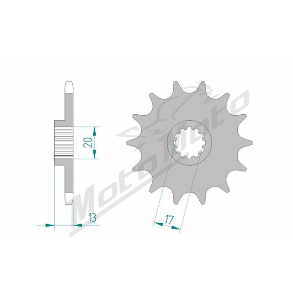 AFAM Steel Standard Front Sprocket 94215 - 520 12-13 teeth TM RACING EN / MX 125-144cc 00-20