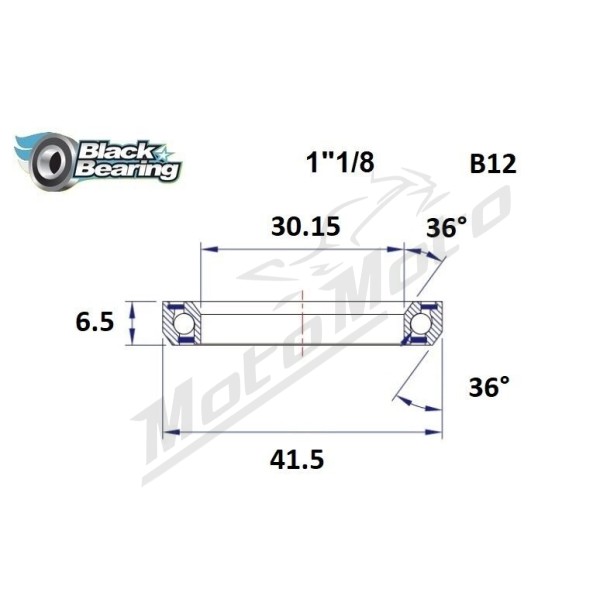 BLACK BEARING 36°/36° Headset Bearing 30.15x41.5x6.5 mm HB-B12