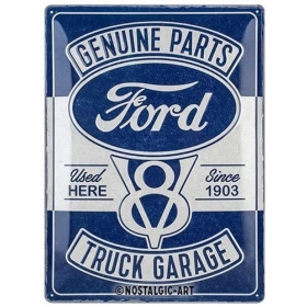 Metal tin sign FORD GENUINE PARTS V8 TRUCK GARAGE 30x40