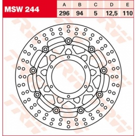 PRIEKINIS STABDŽIŲ DISKAS MSW244 HONDA CB / CBR / VTX 600-1800cc 2001-2008 1VNT