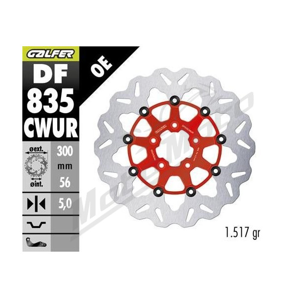 GALFER Front brake disc red Harley Davidson CVO / FLHP / FLHTK / XL / FXDC / FLSTF 750-1917 05-23 