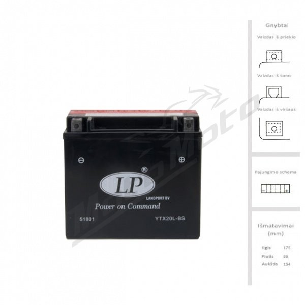 LANDPORT Accumulator 18 Ah 240A EN 12V LTX20L-BS