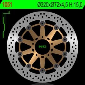 NG BRAKES 1051 plaukiojantis stabdžių diskas DUCATI 749 / 848 / 999 / MONSTER / PANIGALE 749-1100 03-15