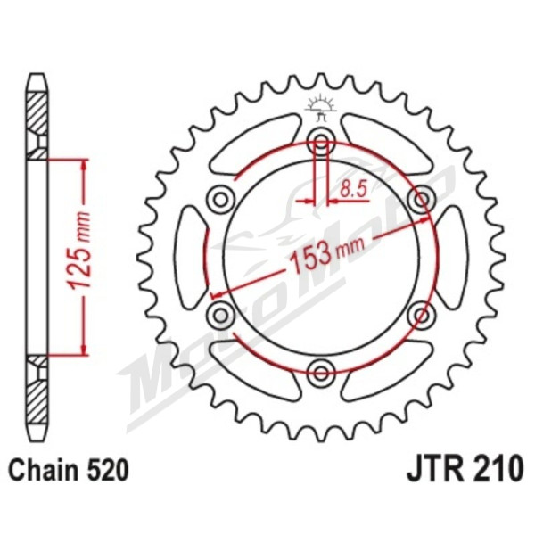 JT Grandinės komplektas sustiprintas 520X1R3 13/48 Honda XR 250R 96-04