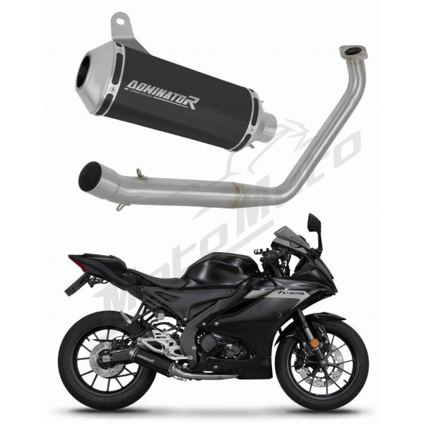 Yamaha YZF R125 2019-2020 Dominator Full Exhaust System Collector Silencer OV G2 BLACK + dB killer