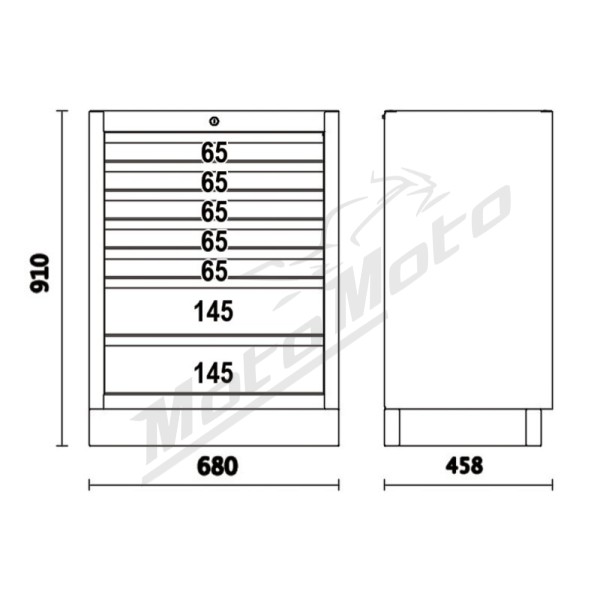 BETA Fixed Module 7 Drawers Grey