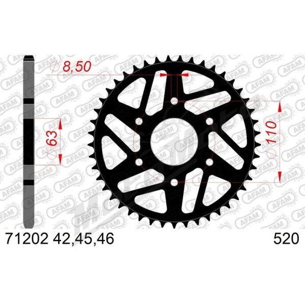 AFAM Steel Standard Rear Sprocket 520 42-45 teeth KTM / HUSQVARNA 125-401cc 13-25