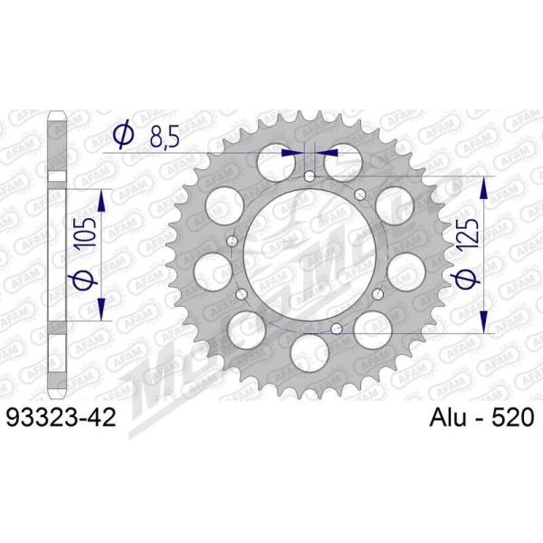AFAM Aluminium Rear Sprocket 520 42-47 teeth GAS GAS PAMPERA 250 1995-2005
