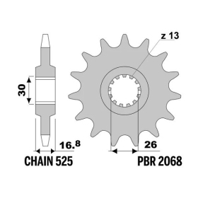 PBR Steel Standard Front Sprocket 2068 - 525 HONDA CB / CBF / CBR / CRF / NT / XL 600-1100cc 1996-2024