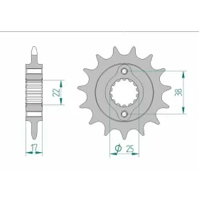 AFAM plieninė standartinė priekinė žvaigždutė 52612 - 520 14-15 dantukų DUCATI IE / MONSTER 900cc 89-02