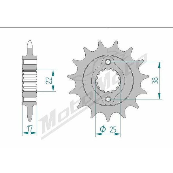 AFAM plieninė standartinė priekinė žvaigždutė 52612 - 520 14-15 dantukų DUCATI IE / MONSTER 900cc 89-02