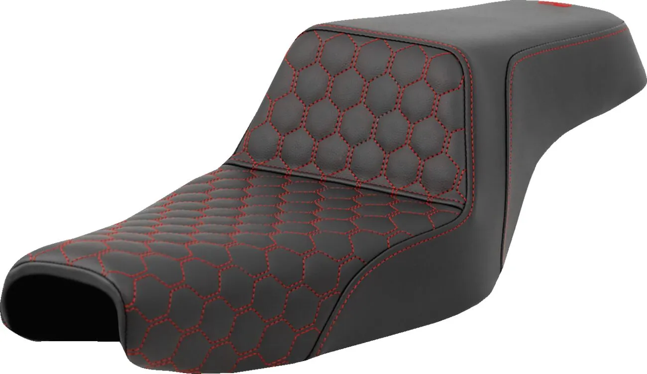 SADDLEMEN Honeycomb Step-Up Seat Red Harley Davidson RH / XL 883-1250cc 04-22
