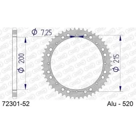AFAM aliumininė galinė žvaigždė 520 52 dantukų KTM MX 495cc 82-83
