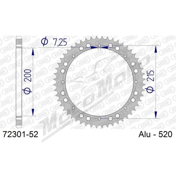 AFAM aliumininė galinė žvaigždė 520 52 dantukų KTM MX 495cc 82-83