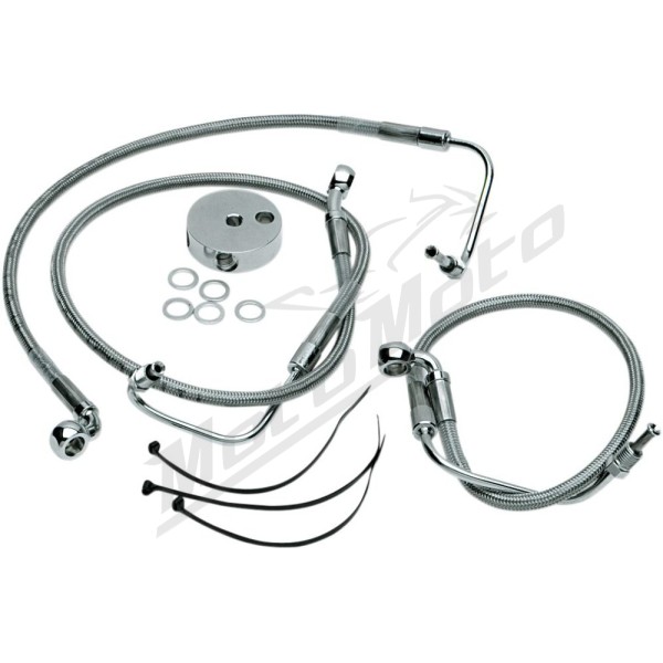 DRAG SPECIALTIES Stainless Steel Brake Line Kit Harley Davidson FLHR / FLHRC / FLHRCI / FLHRI 1450-1800cc 00-07