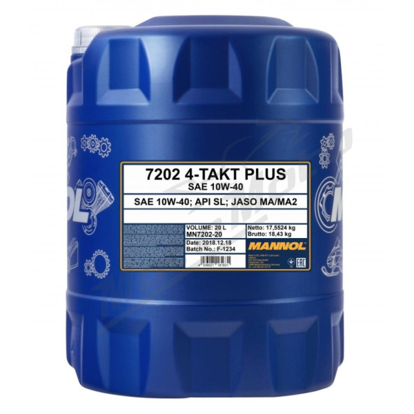 Mannol variklinė alyva 4t plus 10w40 20l pusiau sintetinė