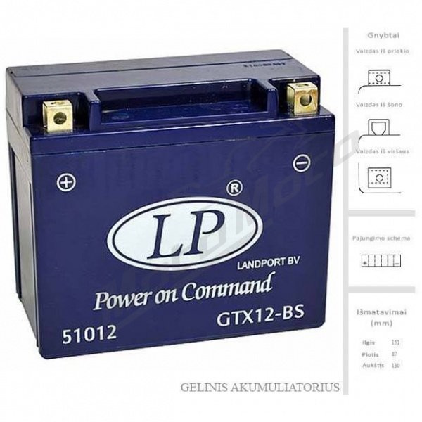 LANDPORT Accumulator battery 12 Ah 12V LTX12-4