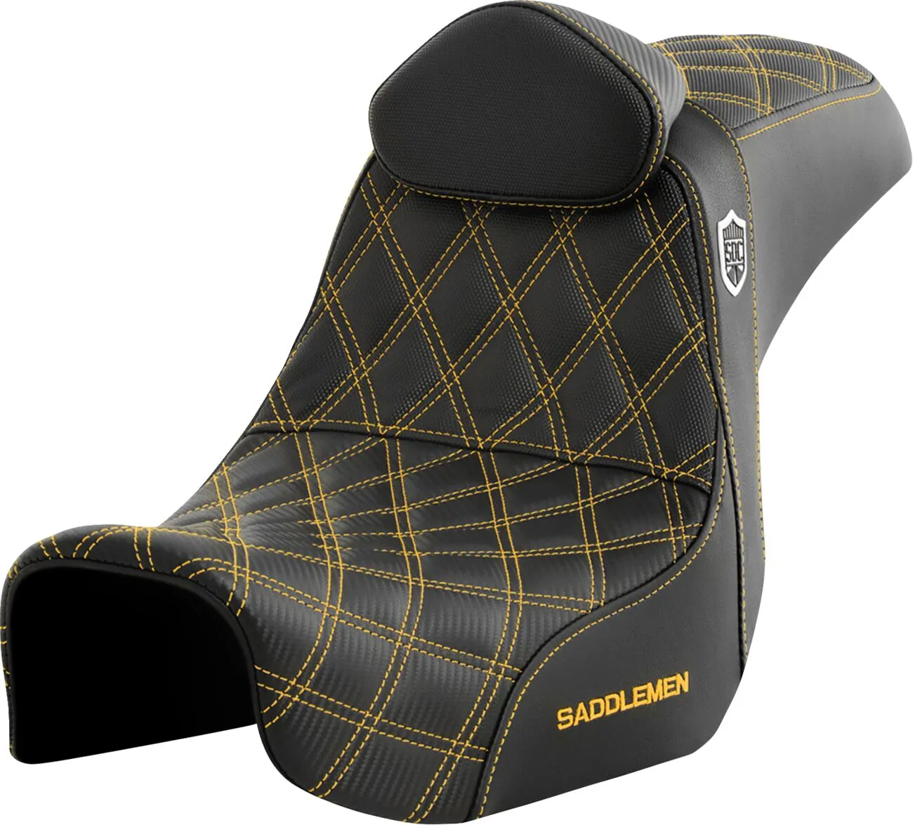 SADDLEMEN Pro Series SDC Performance Grip Seat Yellow Harley Davidson FLD / FXD / FXDLS / FXDWG / FXDBP 1450-1690cc 06-17
