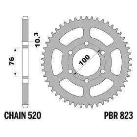 PBR Standard C45 Steel Rear Sprocket 823 - 520 SUZUKI DR / GN / GS 400-750cc 1980-1989