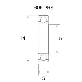 BLACK BEARING B5 Bearing 5x14x5 mm 605-2RS