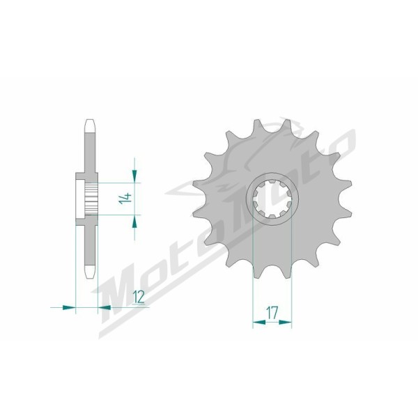 AFAM Steel Standard Front Sprocket 58102 - 420 12-14 teeth GILERA EAGLET / RK / SURFER / ZULU / GAS GAS EC / SM / TXT 50-80cc 95-08