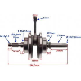 Crankshaft BARTON/ GB MOTORS/ JUNAK/ ROMET/ ZIPP 125cc