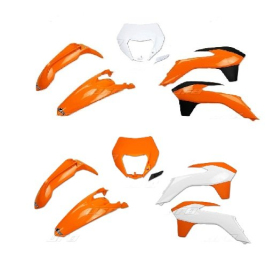 UFO Plastic kit white / orange KTM EXC / EXC-F 14-16