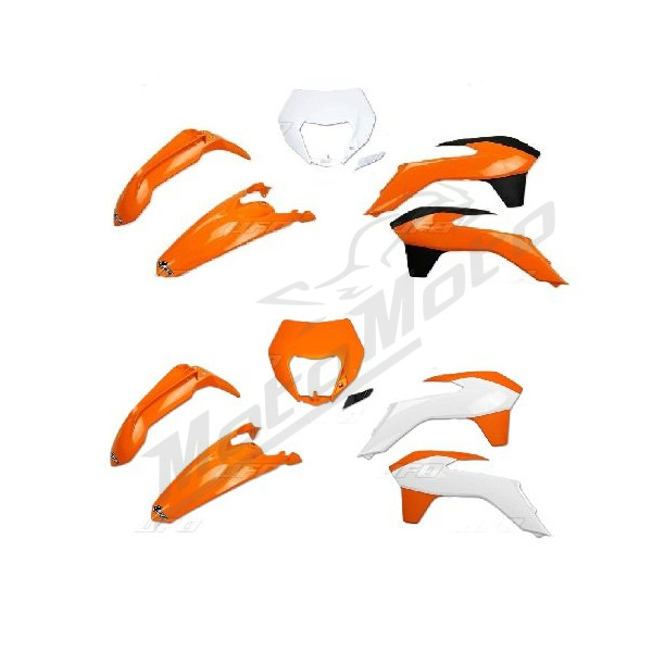UFO Plastic kit white / orange KTM EXC / EXC-F 14-16