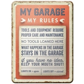 Metalinė lentelė MY GARAGE, MY RULES 15x20