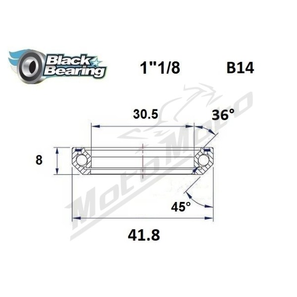 BLACK BEARING 36°/45° Headset Bearing 30.5x41.8x8 HB-B14