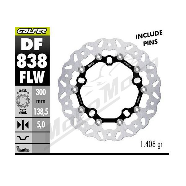 Galfer priekinis plaukiojantis stabdžių diskas Harley Davidson FLHP / FLHRXS / FLHTCU / FLHTCUL / FLHTK / FLHX / FLHXST / FLTRKSE / FLTRU / FLTRXS 1340-1868 11-22