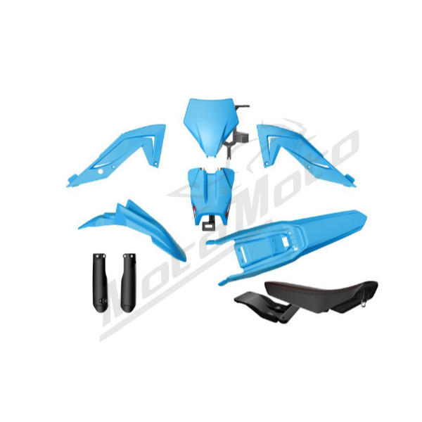 Racetech Plastikų komplektas + sėdynė Talaria MX4 / MX5 / TL4000 / TL5500 23-25 Šviesi Mėlyna/Juoda