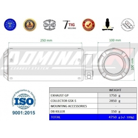 Duslintuvo kompl. Dominator EX GP Suzuki GSX-S 950 / 1000 / GT 2021-2023 + garso slopintuvas