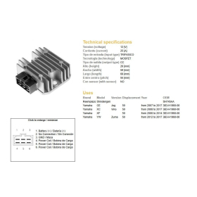 DZE Voltage Regulator 12V 25A Yamaha CE / XC / XF / YW 50cc 06-17