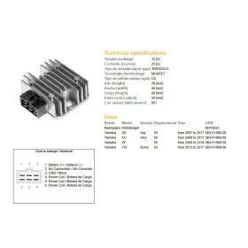 DZE Voltage Regulator 12V 25A Yamaha CE / XC / XF / YW 50cc 06-17