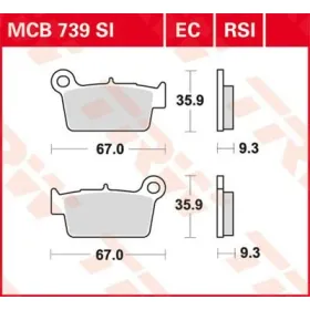 TRW EC Series Ceramic Brake Pads Aprilia / Beta / GasGas / Kawasaki / Suzuki / TM Racing / Yamaha 125-550cc 01->