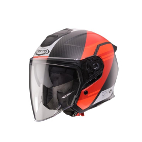Open Jet Helmet Caberg Flyon II Carbon Addict matte black/red