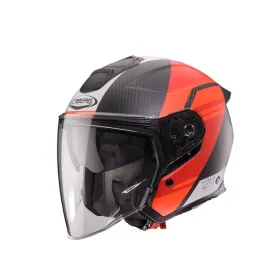 Open Jet Helmet Caberg Flyon II Carbon Addict matte black/red