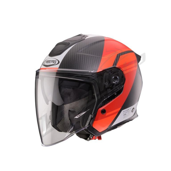 Open Jet Helmet Caberg Flyon II Carbon Addict matte black/red