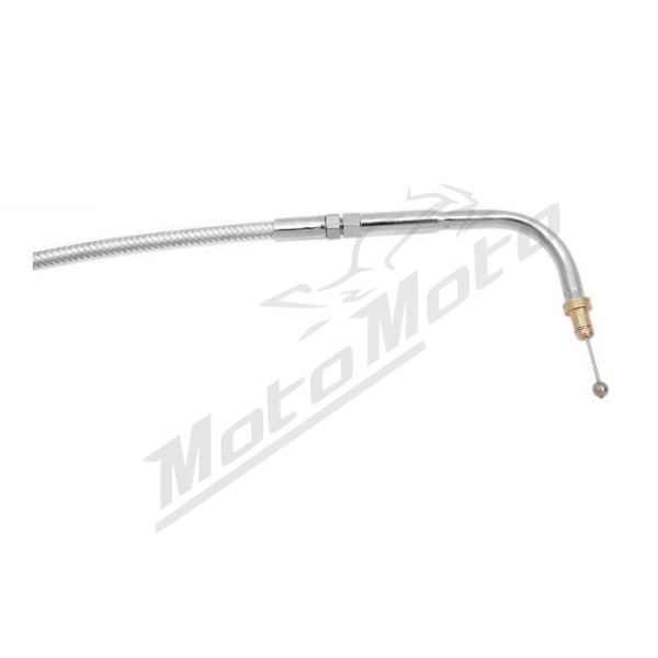 MAGNUM SHIELDING Polished Stainless Steel Throttle Cable Harley Davidson FLS / FLSTCI / FLSTF / FXST / FXSTSI 1340/1800 96-17 78cm