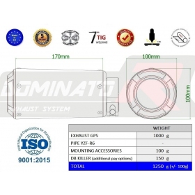  Duslintuvo bakelis Dominator GPS YAMAHA YZF R6 2006-2016 