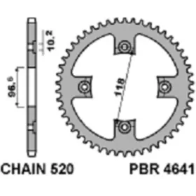 PBR Standard C45 plieninė galinė žvaigždė 4641 - 520 CAN AM DS 450cc 2008-2009