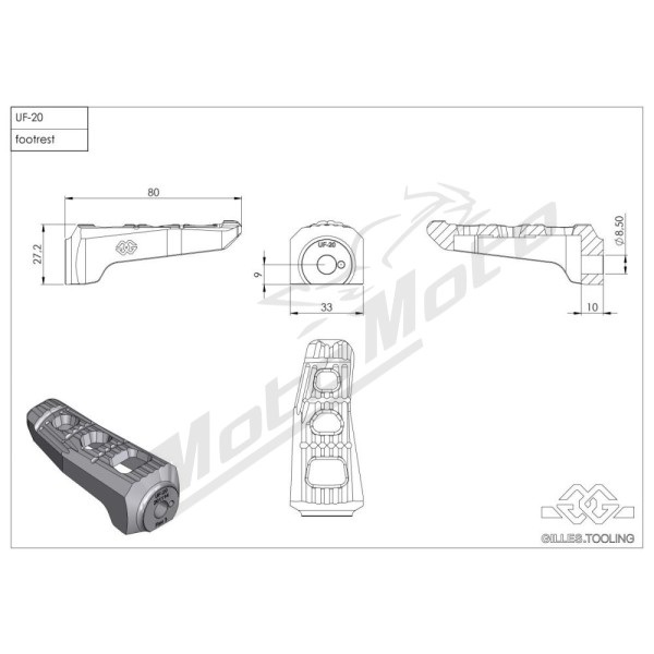 GILLES TOOLING UF20 Footpeg BMW F / R 850/1250 13-24