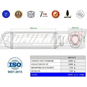 Duslintuvo kompl. Dominator HP6 TITANIUM YAMAHA YZF R7 2021-2023 + garso slopintuvas