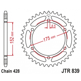 Rear sprocket JTR839 YAMAHA TDR / WR / DT 125 