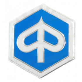 STICKER/BADGE PIAGGIO OEM BLUE / CHROME 42 mm.