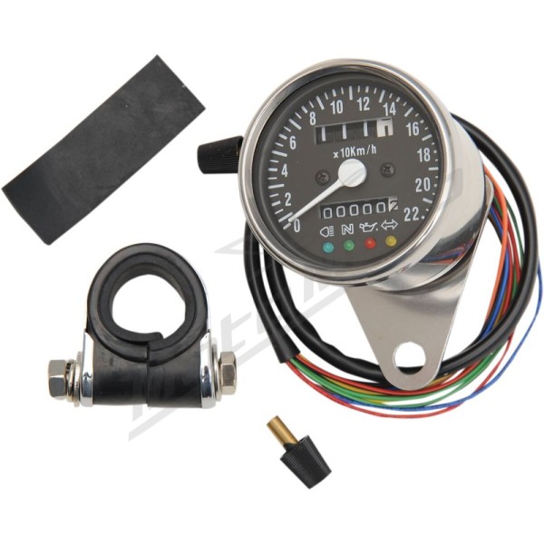 DRAG SPECIALTIES Universal 2.4" Mini Mechanical Speedometer with LED Indicators