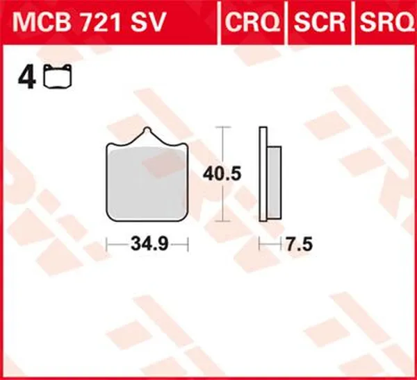TRW CRQ Series Carbon Race Brake Pads Aprilia / Benelli / Bimota / Derbi / Ducati / Husqvarna / KTM / Moto Guzzi / Voxan / Triumph / Sherco / MV Agusta 450-1200cc 00-20